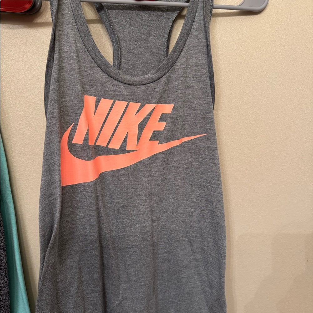 Nike Heather Gray Tank with Coral Logo